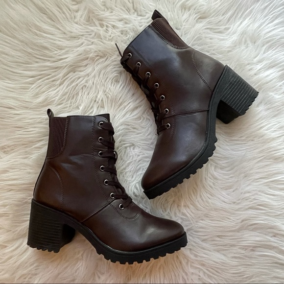 Espresso Lace Up Heeled Booties - Picture 11 of 16